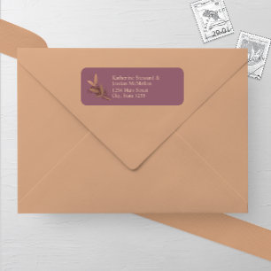 Mauve and Bronze Fall Leaf Wedding Return Address