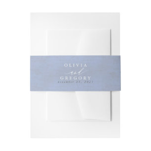 Mauve and Dusty Blue Floral Wedding Invitation Belly Band