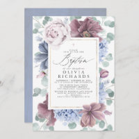 Mauve and Dusty Blue Flowers Elegant Baptism