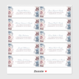 Mauve and Dusty Blue Guest Names Address Labels