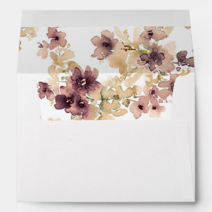 Mauve and Gold Watercolor Flowers Envelopes