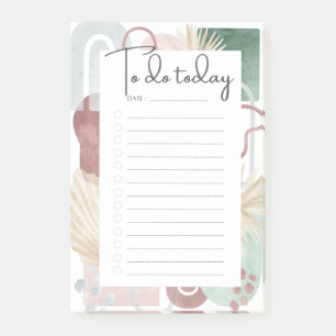 Mauve And Green Abstract Shapes To-Do List Post-it Notes