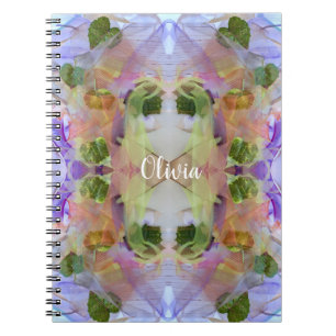 Mauve and Green Leaves Pattern Notebook