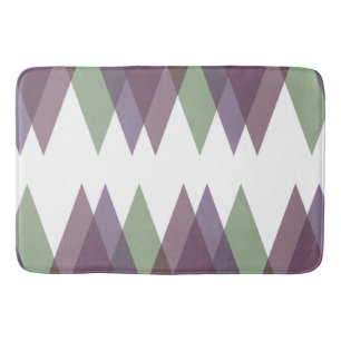 Mauve and green triangles bath mat