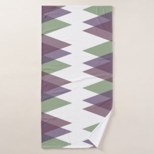 Mauve and green triangles bath towel
