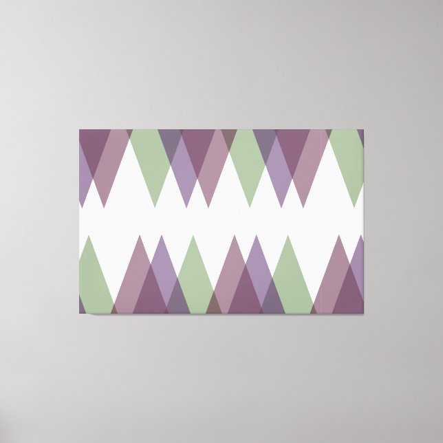 Mauve and green triangles canvas print (Front)