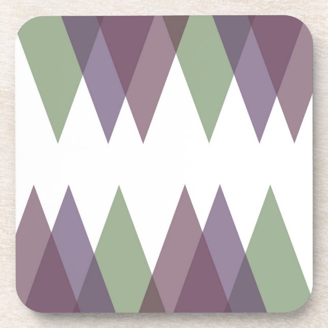 Mauve and green triangles coaster (Front)