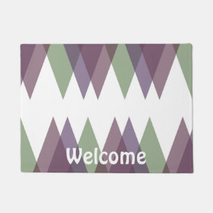 Mauve and green triangles doormat