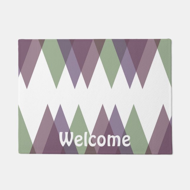 Mauve and green triangles doormat (Front)