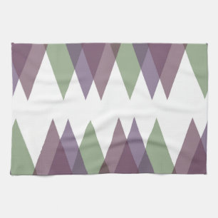 Mauve and green triangles kitchen towel