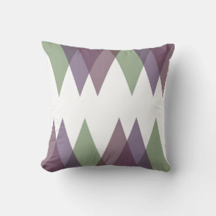 Mauve and green triangles throw pillow