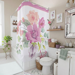 Mauve and peach watercolor floral