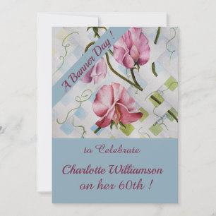 Mauve and Pink Watercolor Floral Birthday Invitation