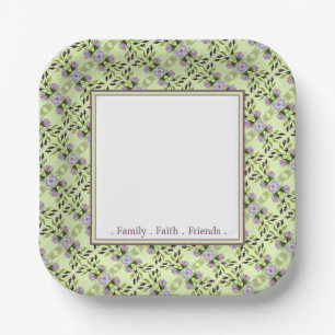 Mauve and Purple Patterned Paper Plate