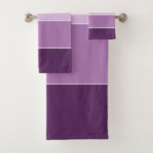 Mauve And Purple Stripe Bath Towel Set