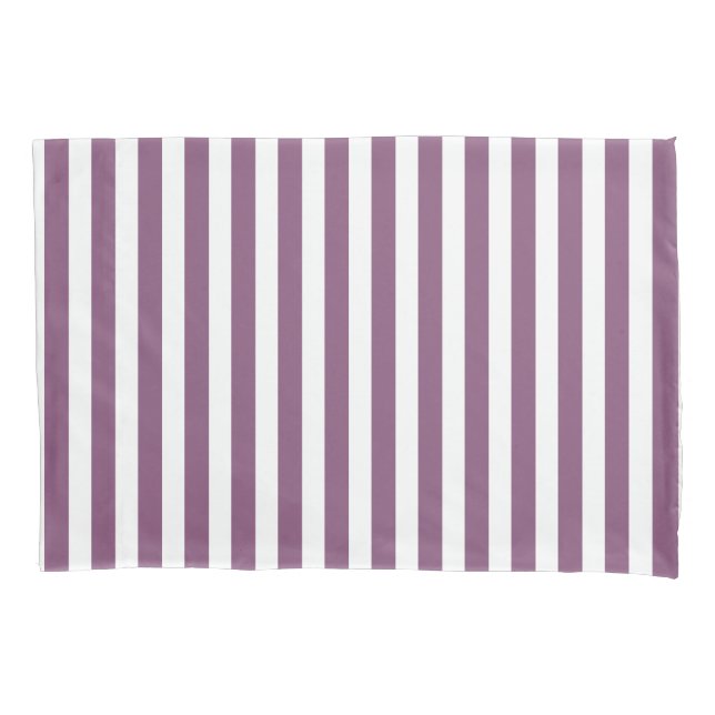 Mauve and white candy stripes pillowcase (Front)