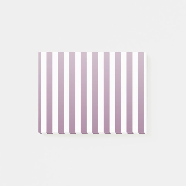 Mauve and white candy stripes post-it notes (Front)