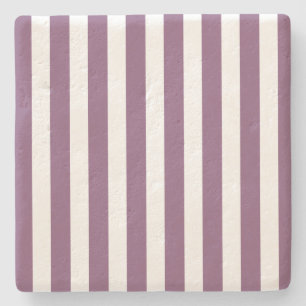 Mauve and white candy stripes stone coaster
