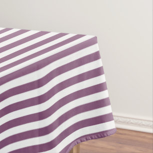 Mauve and white candy stripes tablecloth