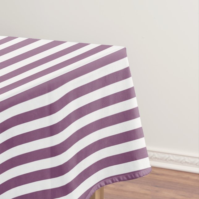 Mauve and white candy stripes tablecloth (In Situ)
