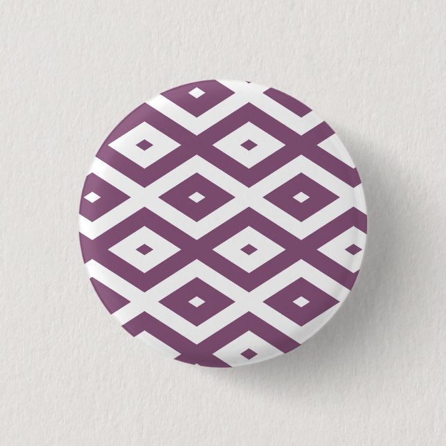 Mauve and white diamond pattern 1 inch round button (Front)