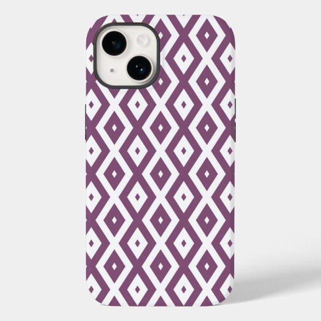 Mauve and white diamond pattern Case-Mate iPhone case (Back)