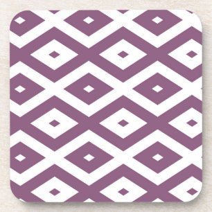 Mauve and white diamond pattern coaster