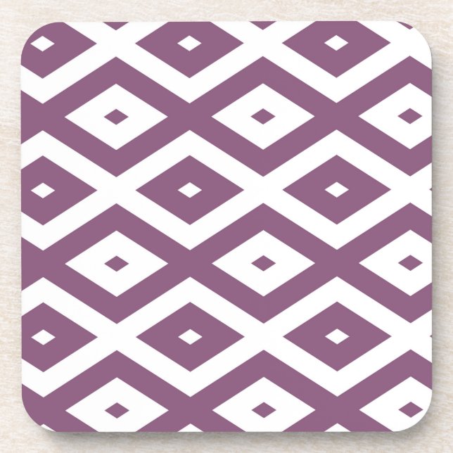 Mauve and white diamond pattern coaster (Front)