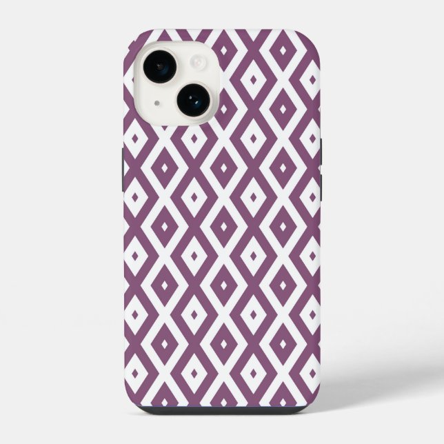 Mauve and white diamond pattern iPhone case (Back)