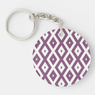 Mauve and white diamond pattern keychain