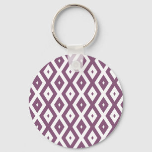 Mauve and white diamond pattern keychain