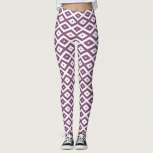 Mauve and white diamond pattern leggings
