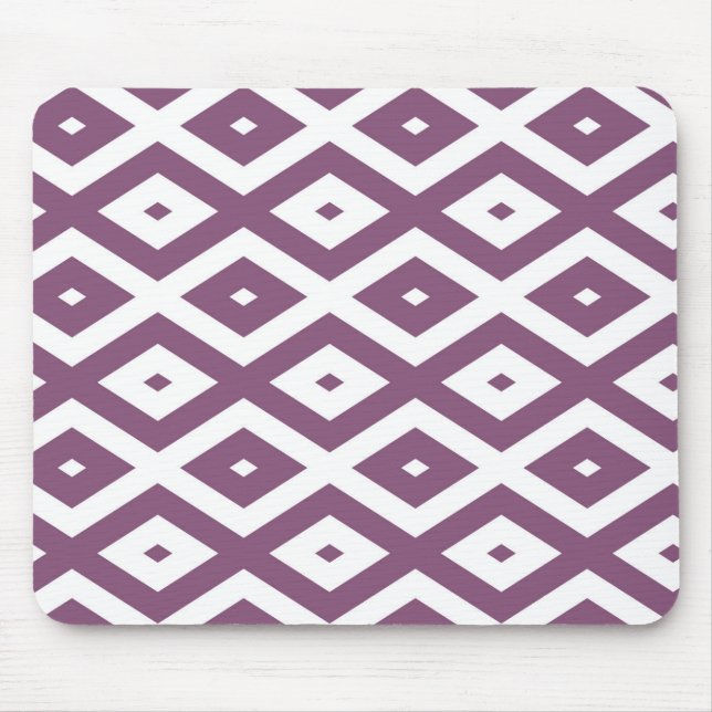 Mauve and white diamond pattern mouse pad (Front)