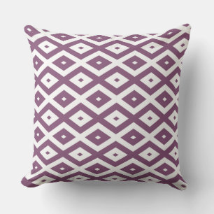 Mauve and white diamond pattern throw pillow