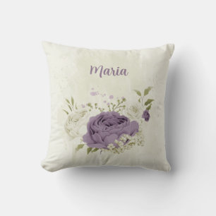 mauve and white flowers throw pillow