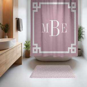 Mauve and White Greek Key   Monogrammed
