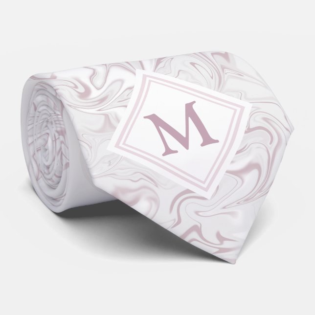Mauve and White Marble look with Diamond Monogram Tie (Rolled)
