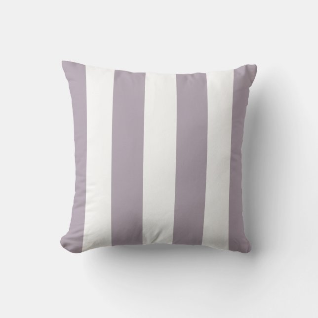 Mauve and White Striped Throw Pillow (Front)