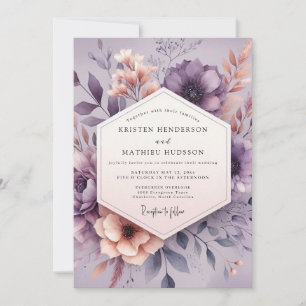 Mauve Aquarelle Bloom Wedding Invitation