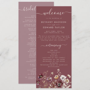 Mauve Autumn Floral Wedding Program