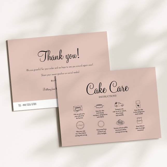 Mauve Bakery Cake Care Instruction Card (Creator Uploaded)