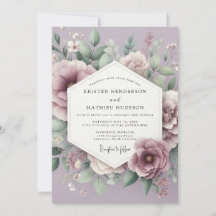 Mauve Blossom Romance Wedding Invitation