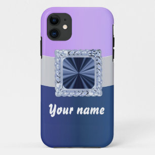 Mauve & blue customizable text iPhone 11 case