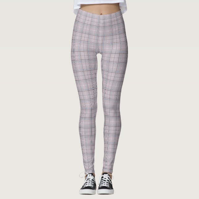 Mauve Blue Grid Checks I Leggings (Front)