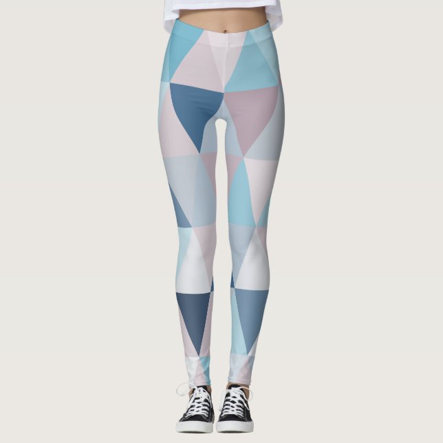 Mauve Blue Triangles A Leggings (Front)