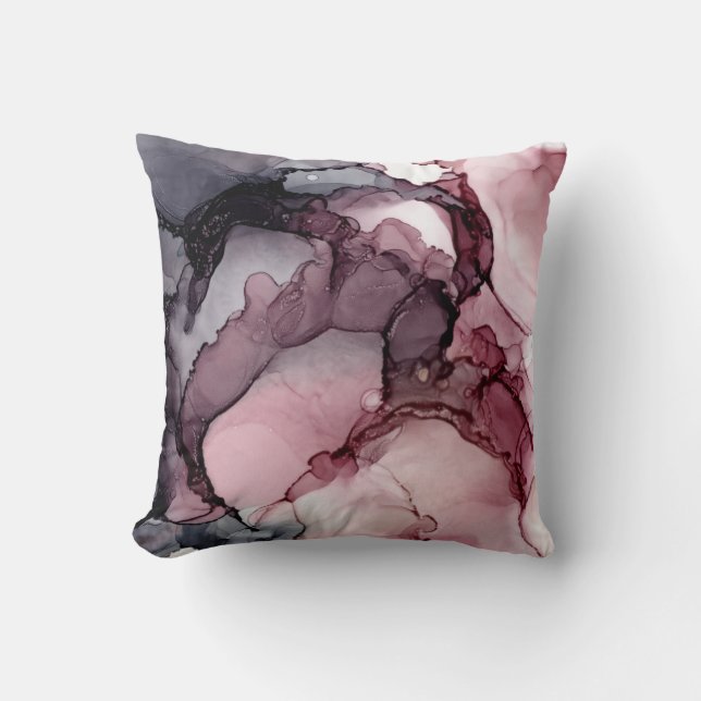 Mauve Blush Grey Abstract Throw Pillow (Front)