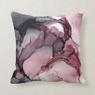 Mauve Blush Grey Abstract Throw Pillow