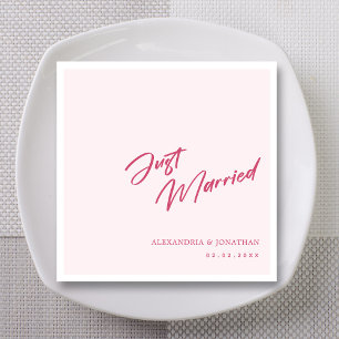 Mauve Blush Handwritten Just Married Napkin