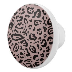 Mauve Blush Pink Cheetah Leopard Animal Print Ceramic Knob