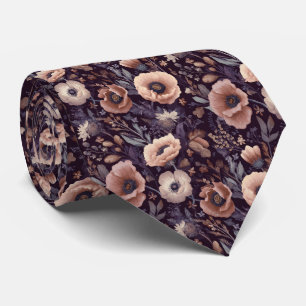 Mauve Blush Poppy Garden Personalized Wedding Tie